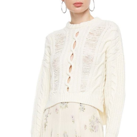 Maje Martina cable-knit wool-blend sweater - Picture 1 of 6